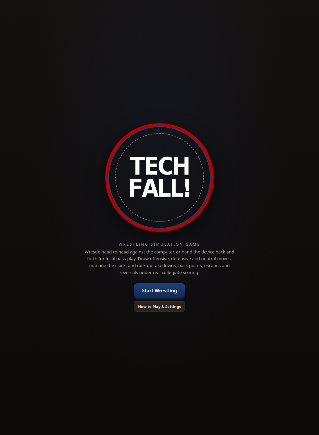Tech Fall! home screen
